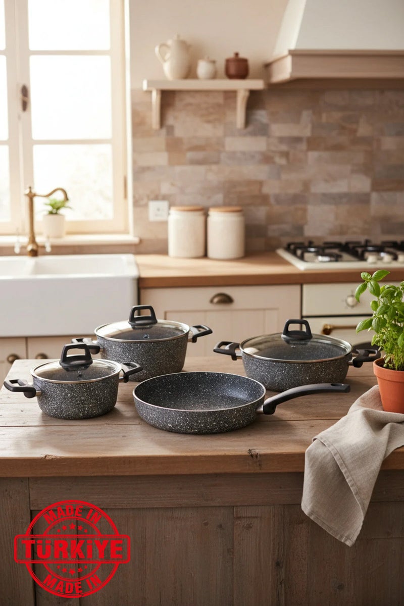 Bernardo Vormi 7 Piece Granite Cookware Set Gray (Made in Turkey) - Image 1